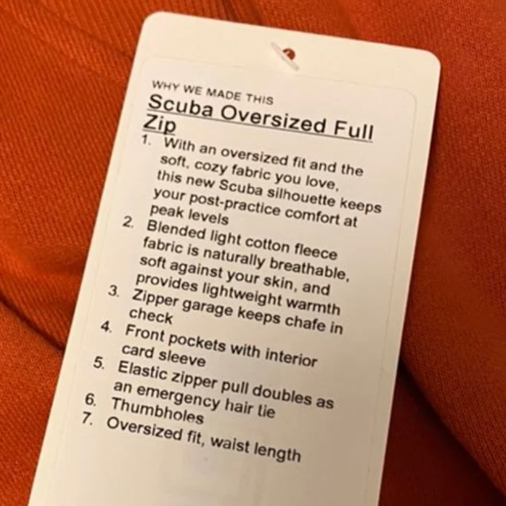 🧡LULULEMON OVERSIZED SCUBA FULL ZIP HOODIE/JACKET-CANYON ORANGE-XL/XXL🧡 - Picture 7 of 8
